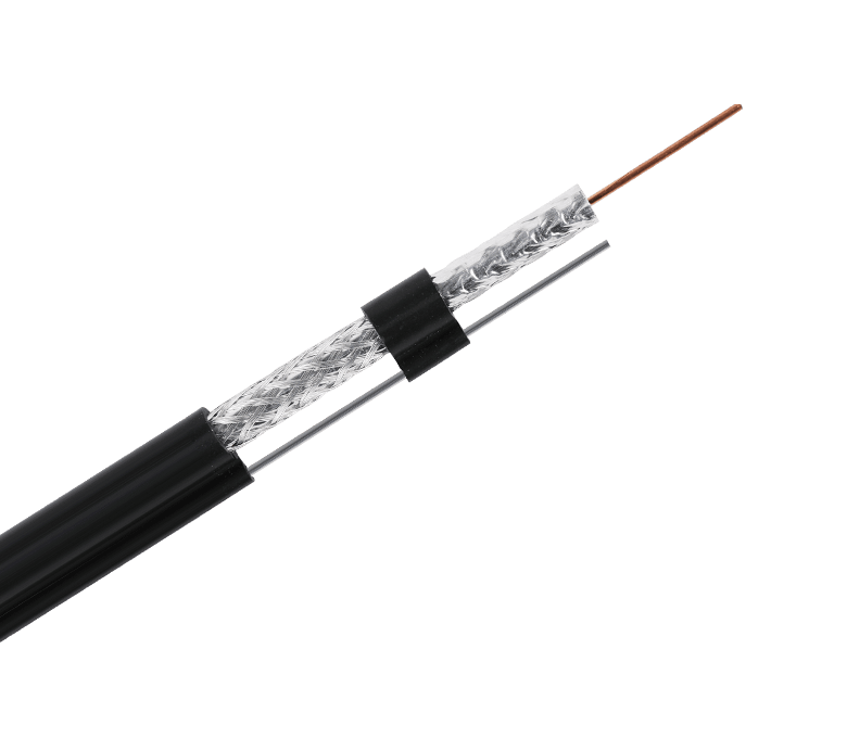 Kabel Sepaksi Piawai Siri RG6MF 75 Ohm—Pita Tunggal & Jalinan dengan Messenger, Jeli