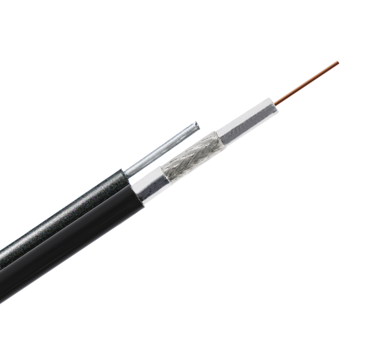 Kabel Sepaksi RG11TMF Siri 75 Ohm—Tri-Perisai dengan Messenger, Jeli